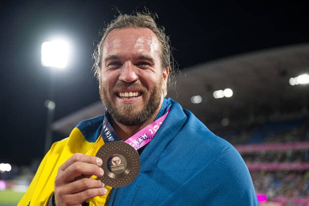 260810 Wictor Petersson of Sweden celebrates after competing in men s shot put during day 1 of the 2026 European Athletics Championships on August 10, 2026 in Birmingham. Photo: Maxim Thore BILDBYRAN kod MT MT1064 friidrott athletics friidrett friidrotts-em em friidretts-em 2026 european athletics championships 1 bbeng sverige jubel shot put kula kulestot *** 260810 Wictor Petersson of Sweden celebrates after competing in the men’s shot put during Day 1 of the 2026 European Athletics Championships on August 10, 2026 in Birmingham. Photo by Maxim Thore. BILDBYRAN code MT MT1064. track and field, athletics, friidrett, friidrotts EM, 2026 European Athletics Championships, 1, BBENG, Sweden, celebration, shot put, kula, kulestot  Copyright: MAXIMxTHORE BB260810MT164