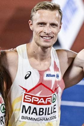 Belgian third runner Florent Mabille pictured after the finals of the 4x400m mixed relay at the European Athletics Championships (August 10-18) in Birmingham, United Kingdom, on Monday 10 August 2026. ERICxLALMAND  x183110017x