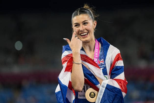 260810 Amy Hunt of Great Britain celebrates after women™s 100 meter in during day 1 of the 2026 European Athletics Championships on August 10, 2026 in Birmingham. Photo: Mathias Bergeld BILDBYRAN kod MB MT1064 friidrott athletics friidrett friidrotts-em em friidretts-em 2026 european athletics championships 1 bbeng jubel *** August 10, 2026: Amy Hunt of Great Britain celebrates after the women’s 100-meter race on Day 1 of the 2026 European Athletics Championships on August 10, 2026 in Birmingham. Photo by Mathias Bergeld. BILDBYRAN code MB MT1064. track and field, athletics, friidrett, friidrotts EM, 2026 European Athletics Championships, 1, celebration  Copyright: MATHIASxBERGELD BB260810MB139