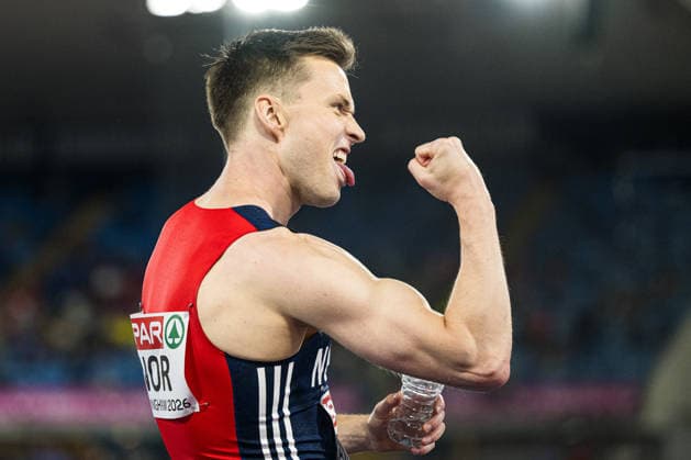 260810 Karsten Warholm of Norway celebrates after mixed 4x400 meter relay in during day 1 of the 2026 European Athletics Championships on August 10, 2026 in Birmingham. Photo: Mathias Bergeld BILDBYRAN kod MB MT1064 friidrott athletics friidrett friidrotts-em em friidretts-em 2026 european athletics championships 1 bbeng norge jubel stafett relay *** 260810 Karsten Warholm of Norway celebrates after the mixed 4x400-meter relay on Day 1 of the 2026 European Athletics Championships on August 10, 2026 in Birmingham. Photo by Mathias Bergeld. BILDBYRAN code MB MT1064. track and field, athletics, friidrett, friidrotts EM, 2026 European Athletics Championships, 1, BBENG, Norway, celebration, relay  Copyright: MATHIASxBERGELD BB260810MB144
