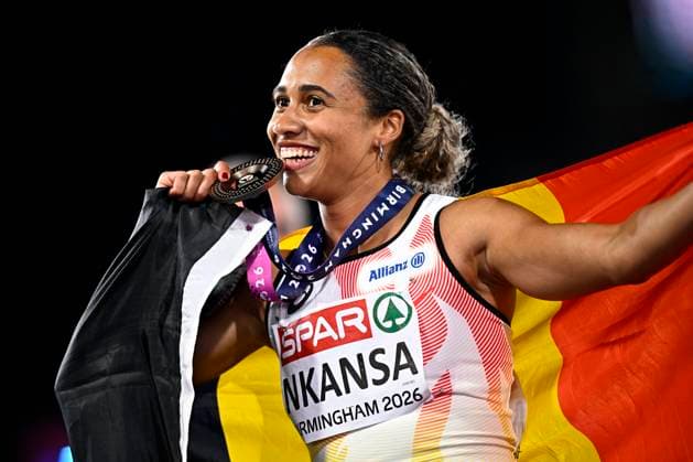 European Athletics Championships Birmingham 2026 - day 1 BIRMINGHAM, ENGLAND - AUGUST 10 : Nkansa Delphine (BEL) with her medal after the 100m final on day 1 of the Birmingham 2026 European Athletics Championships on August 10, 2026 in Birmingham, England, 10 08 2026 Birmingham ENGLAND  Copyright: xTomasxSiskx