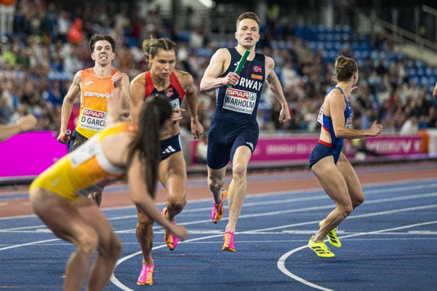 260810 Karsten Warholm of Norway competes in mixed 4x400 meter relay in during day 1 of the 2026 European Athletics Championships on August 10, 2026 in Birmingham. Photo: Mathias Bergeld BILDBYRAN kod MB MT1064 friidrott athletics friidrett friidrotts-em em friidretts-em 2026 european athletics championships 1 bbeng norge stafett relay *** August 10, 2026: Karsten Warholm of Norway competes in the mixed 4x400-meter relay on Day 1 of the 2026 European Athletics Championships on August 10, 2026 in Birmingham. Photo by Mathias Bergeld, BILDBYRAN, code MB MT1064. track and field, athletics, friidrett, friidrotts EM, 2026 European Athletics Championships, 1 BBENG, Norway, relay  Copyright: MATHIASxBERGELD BB260810MB145