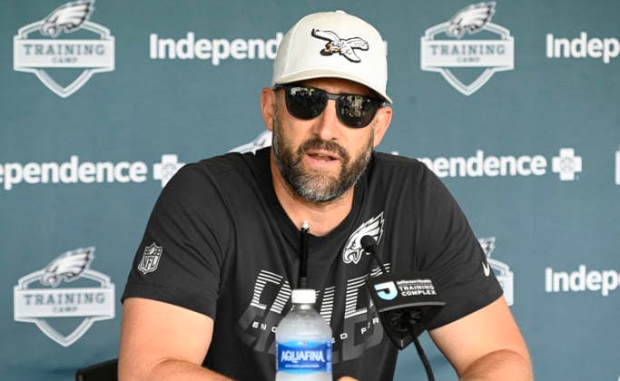 August 10, 2026, Philadelphia, Pennsylvania, United States: Eagles head coach, NICK SIRIANNI, holds a presser before the teamÃ¢â‚¬â ¢s midmorning training camp held at the Jefferson Health Training Complex in Philadelphia Pa NFL, American Football Herren, USA 2026: Philadelphia Eagles Training Camp  - ZUMArf1_ 20260810_zaf_rf1_002 Copyright: xRickyxFitchettx