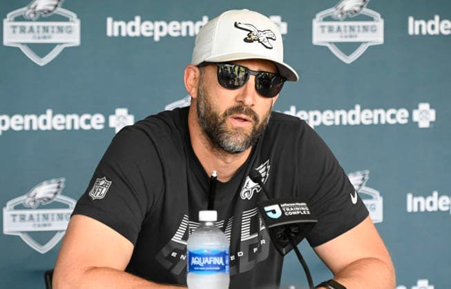 August 10, 2026, Philadelphia, Pennsylvania, United States: Eagles head coach, NICK SIRIANNI, holds a presser before the teamÃ¢â‚¬â ¢s midmorning training camp held at the Jefferson Health Training Complex in Philadelphia Pa NFL, American Football Herren, USA 2026: Philadelphia Eagles Training Camp  - ZUMArf1_ 20260810_zaf_rf1_005 Copyright: xRickyxFitchettx