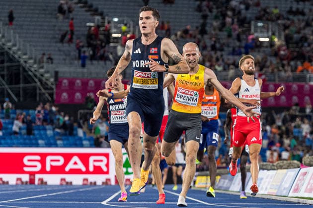 260810 Jakob Asserson Ingebrigtsen of Norway competes in men s 5000 meter during day 1 of the 2026 European Athletics Championships on August 10, 2026 in Birmingham. Photo: Mathias Bergeld BILDBYRAN kod MB MT1064 friidrott athletics friidrett friidrotts-em em friidretts-em 2026 european athletics championships 1 bbeng norge jubel *** 260810 Jakob Asserson Ingebrigtsen of Norway competes in the men’s 5,000-meter race during Day 1 of the 2026 European Athletics Championships on August 10, 2026 in Birmingham. Photo by Mathias Bergeld, BILDBYRAN, code MB MT1064. track and field, athletics, friidrett, friidrotts EM, 2026 European Athletics Championships, 1, BBeng, Norway, celebration  Copyright: MATHIASxBERGELD BB260810MB156