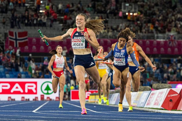 260810 Henriette Jaeger of Norway competes in mixed 4x400 meter relay during day 1 of the 2026 European Athletics Championships on August 10, 2026 in Birmingham. Photo: Mathias Bergeld BILDBYRAN kod MB MT1064 friidrott athletics friidrett friidrotts-em em friidretts-em 2026 european athletics championships 1 bbeng norge jubel *** August 10, 2026: Henriette Jaeger of Norway competes in the mixed 4x400-meter relay during Day 1 of the 2026 European Athletics Championships on August 10, 2026 in Birmingham. Photo by Mathias Bergeld, BILDBYRAN, code MB MT1064. track and field, athletics, friidrett, friidrotts EM, 2026 European Athletics Championships, 1, BBeng, Norway, celebration  Copyright: MATHIASxBERGELD BB260810MB159