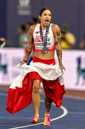 2026 European Athletics Championships, Alexander Stadium, Birmingham, England 10 8 2026 Women™s 100m Final Poland Ewa Swoboda celebrates taking the silver medal Ewa Swoboda 10 8 2026  Copyright: xx 0U6A6432
