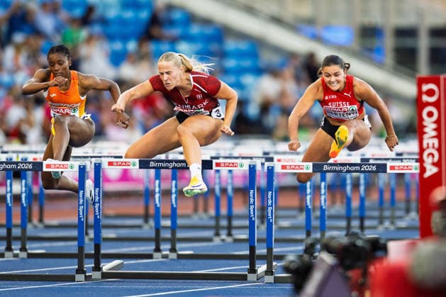 BIRMINGHAM, UNITED KINGDOM - AUGUST 10: Larissa BertÃ nyi of Switzerland competes in the Women s 100m Hurdles during the European Athletics Championships at Alexander Stadium on August 10, 2026 in Birmingham, United Kingdom. England United Kingdom Copyright: xBEAUTIFULxSPORTS TobiasxLacknerx