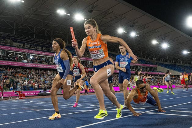 260810 Terrence Agard och the Netherlands falls when competing in mixed 4x400 meter relay during day 1 of the 2026 European Athletics Championships on August 10, 2026 in Birmingham. Photo: Maxim Thore BILDBYRAN kod MT MT1064 friidrott athletics friidrett friidrotts-em em friidretts-em 2026 european athletics championships 1 bbeng *** 260810 Terrence Agard and the Netherlands fall while competing in the mixed 4x400-meter relay on Day 1 of the 2026 European Athletics Championships on August 10, 2026 in Birmingham. Photo by Maxim Thore. BILDBYRAN code MT MT1064 track and field athletics friidrett friidrotts em em friidretts em 2026 European Athletics Championships 1 bbeng  Copyright: MAXIMxTHORE BB260810MT198