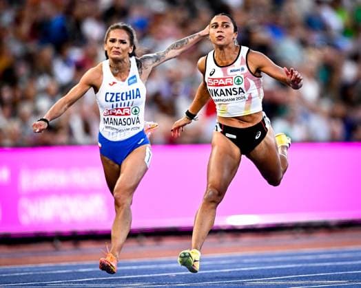 European Athletics Championships Birmingham 2026 - day 1 BIRMINGHAM, ENGLAND - AUGUST 10 : Nkansa Delphine (BEL) in action during the 100m semi-final on day 1 of the Birmingham 2026 European Athletics Championships on August 10, 2026 in Birmingham, England, 10 08 2026  Copyright: xTomasxSiskx