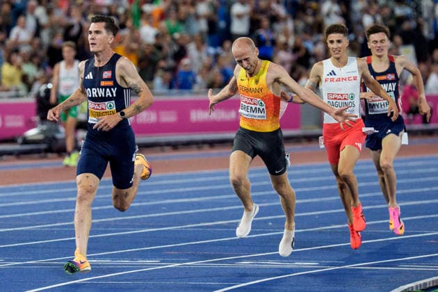 BIRMINGHAM, GREAT BRITAIN - AUGUST 10, 2026 : Silver over 5000m for Florian BREMM (GER Germany) during the European Athletics Championships at Alexander Stadium on August 10, 2026 in Birmingham, Great Britain. Nordrhein-Westfalen Great Britain Copyright: xLeahxKohringx