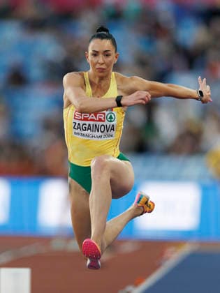 BIRMINGHAM, GREAT BRITAIN - AUGUST 10, 2026 : Diana ZAGAINOVA (LTU Lithuania) competing in the triple jump during the European Athletics Championships at Alexander Stadium on August 10, 2026 in Birmingham, Great Britain. Oregon Great Britain Copyright: xAxelxKohringx