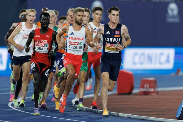 BIRMINGHAM, GREAT BRITAIN - AUGUST 10, 2026 : Jakob INGEBRIGTSEN (NOR Norway) competing in the 5000m during the European Athletics Championships at Alexander Stadium on August 10, 2026 in Birmingham, Great Britain. Oregon Great Britain Copyright: xAxelxKohringx