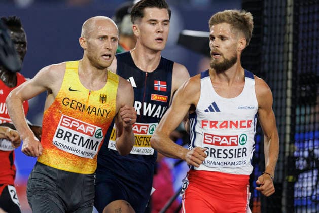 BIRMINGHAM, GREAT BRITAIN - AUGUST 10, 2026 : Florian BREMM (GER Germany), Jimmy GRESSIER (FRA France) competing in the 5000m during the European Athletics Championships at Alexander Stadium on August 10, 2026 in Birmingham, Great Britain. Oregon Great Britain Copyright: xAxelxKohringx