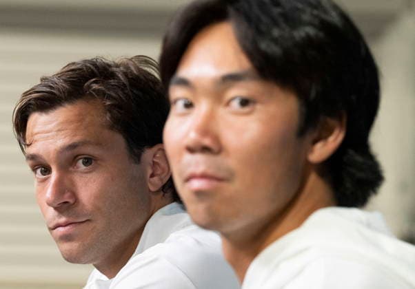 August 10, 2026, Montreal, Pq, Canada: Alexis Galarneau, left and Duncan Chan of Canada speak during a press conference, PK, Pressekonferenz following their quarterfinal doubles loss at the National Bank Open in Montreal on Monday, Aug. 10, 2026. Canada News - August 10, 2026  - ZUMAc35_ 20260810_zaf_c35_040 Copyright: xChristinnexMuschix