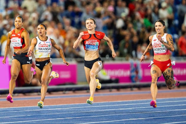 BIRMINGHAM, UNITED KINGDOM - AUGUST 10: GÃ raldine Di Tizio-Frey of Switzerland competes in the Women s 100m during the European Athletics Championships at Alexander Stadium on August 10, 2026 in Birmingham, United Kingdom. England United Kingdom Copyright: xBEAUTIFULxSPORTS TobiasxLacknerx