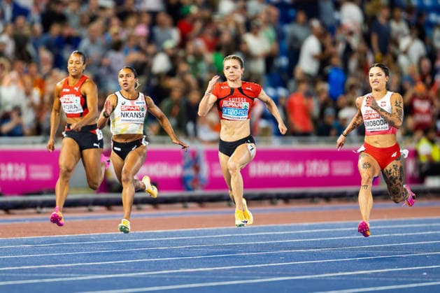 BIRMINGHAM, UNITED KINGDOM - AUGUST 10: GÃ raldine Di Tizio-Frey of Switzerland competes in the Women s 100m during the European Athletics Championships at Alexander Stadium on August 10, 2026 in Birmingham, United Kingdom. England United Kingdom Copyright: xBEAUTIFULxSPORTS TobiasxLacknerx