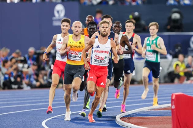 August 10, 2026, Birmingham, Birmingham, United Kingdom: JIMMY GRESSIER of France and FLORIAN BREMM of Germany compete in the Men s 5000m during the Birmingham 2026 European Athletics Championships at Alexander Stadium on August 10, 2026 in Birmingham, GBR. Birmingham United Kingdom - ZUMAk160 20260810_zip_k160_009 Copyright: xStefanosxKyriazisx