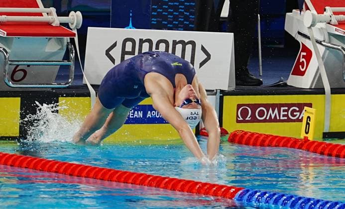 10 Aout European Aquatics Championships Paris 2026 Laurent Lairys MAXPPP - Mahieu Pauline of France During the 1 2 finale 200 M Backstroke at the European Swimming Championships at the Greater Paris Metropolis Olympic Aquatics Centre in Paris (France) on August 10, 2026.Credit Laurent Lairys paris FRANCE  Copyright: xMAXPPPxLaurentxLairysx LLR202608119193 LLR202608119193