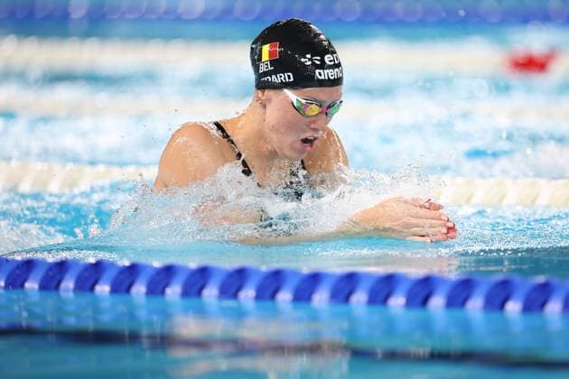 Belgian Florine Gaspard pictured in action during the heats of the Women™s 100m breaststroke event at the European Aquatics Championships in Paris, France on Tuesday 11 August 2026. VIRGINIExLEFOUR  x183127737x