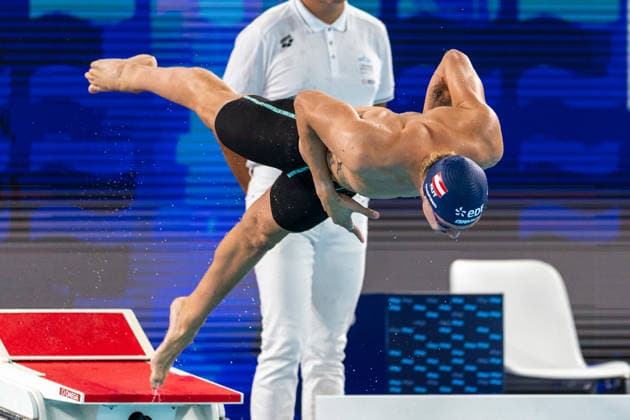 SWIMMING - EAC 2026 PARIS,FRANCE,11.AUG.26 - SWIMMING - European Aquatics Championships Paris 2026, 100m freestyle, men. Image shows Christian Giefing (AUT).  GEPAxpictures xPhilippxBrem