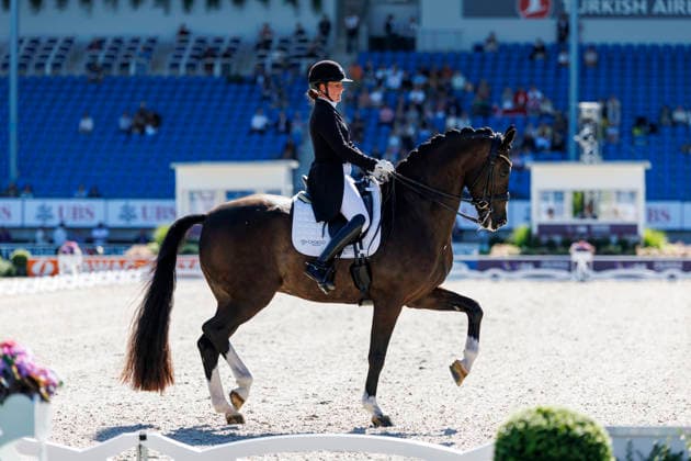 AACHEN - FEI World Championships 2026, AACHEN - FEI World Championships 2026 SLOTH Nadja Aaboe (DEN), Favour Gersdorf FEI Dressage World Championship, WM, Weltmeisterschaft Grand Prix de Dressage 1st Part Team Finale & Einzelqualifikation Lambertz-Preis Aachen, Reitstadion Soers 11. August 2026 - *** 2026 FEI World Championships in Aachen, Aachen FEI World Championships 2026: Nadja Aaboe (DEN), Favor Gersdorf FEI Dressage World Championship Grand Prix de Dressage, Part 1: Team Final, Individual Qualification, Lambertz Prize Aachen, Soers Equestrian Stadium, August 11, 2026
