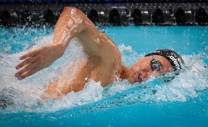 Belgian Lucas Henveaux pictured in action during the heats of the Men™s 800m freestyle event at the European Aquatics Championships in Paris, France on Tuesday 11 August 2026. VIRGINIExLEFOUR  x183138691x