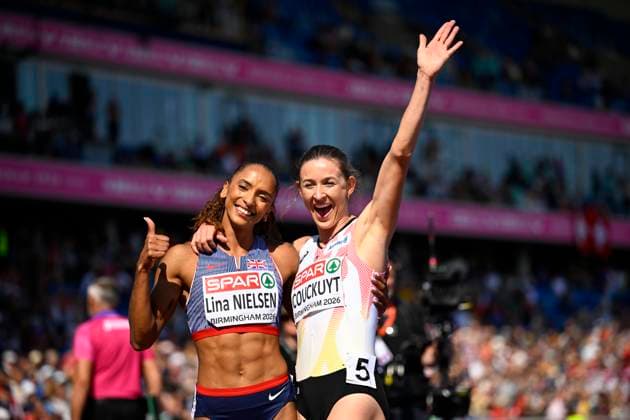 European Athletics Championships Birmingham 2026 - day 2 BIRMINGHAM, ENGLAND - AUGUST 11 : Nielsen Lina and Couckuyt Paulien (BEL) in action during the 400M Hurdles Women Semi-final on day 2 of the Birmingham 2026 European Athletics Championships on August 11, 2026 in Birmingham, England, 11 08 2026 Birmingham ENGLAND  Copyright: xTomasxSiskx