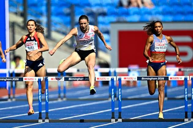 European Athletics Championships Birmingham 2026 - day 2 BIRMINGHAM, ENGLAND - AUGUST 11 : Nielsen Lina and Couckuyt Paulien (BEL) in action during the 400M Hurdles Women Semi-final on day 2 of the Birmingham 2026 European Athletics Championships on August 11, 2026 in Birmingham, England, 11 08 2026 Birmingham ENGLAND  Copyright: xTomasxSiskx