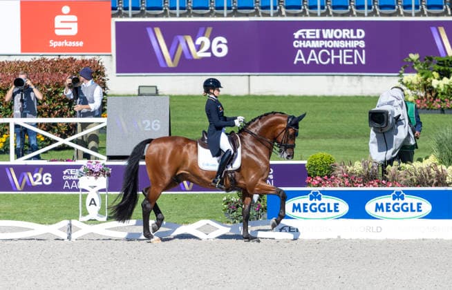 Aachen Rebecka MaluÃ on och Johnnie Walker i sin VM-premiär, här i Grand Prix. Ekipaget fick 68,71 procent. Photo Roland Thunholm Code: 718 35 ***BETALBILD*** Aachen Germany x71835x *** Aachen: Rebecka MaluÃ and Johnnie Walker in their World Championship debut, here at the Grand Prix. The pair scored 68.71 percent. Photo: Roland Thunholm Code 718 35 ***PAID IMAGE*** Aachen, Germany x71835x  Copyright: xRolandxThunholm ttx RYTTAR-VM DRESSYR