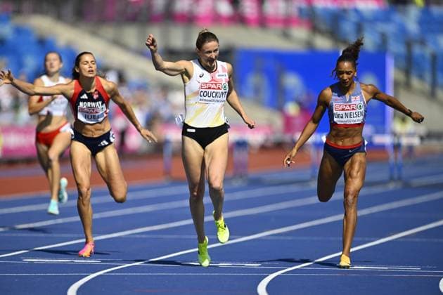 Belgian Paulien Couckuyt pictured during the semifinals of the Women 400m Hurdles race, on the second day of the European Athletics Championships (August 10-18) in Birmingham, United Kingdom, on Tuesday 11 August 2026. ERICxLALMAND  x183140683x