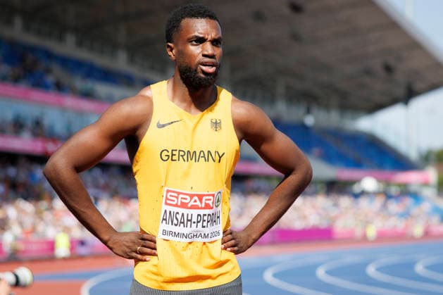 BIRMINGHAM, GREAT BRITAIN - AUGUST 11, 2026 : Lucas ANSAH-PEPRAH (GER Germany) after the 100m qualifiers during the European Athletics Championships at Alexander Stadium on August 11, 2026 in Birmingham, Great Britain. Oregon Great Britain Copyright: xAxelxKohringx