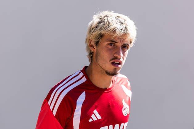 COLOGNE, GERMANY - AUGUST 11: Gil Neves (1. FC Koeln) during a training session of season 2026 27 at Geissbockheim on August 11, 2026 in Cologne, Germany. North Rhine Westphalia Germany Copyright: xSteffiexWunderlx