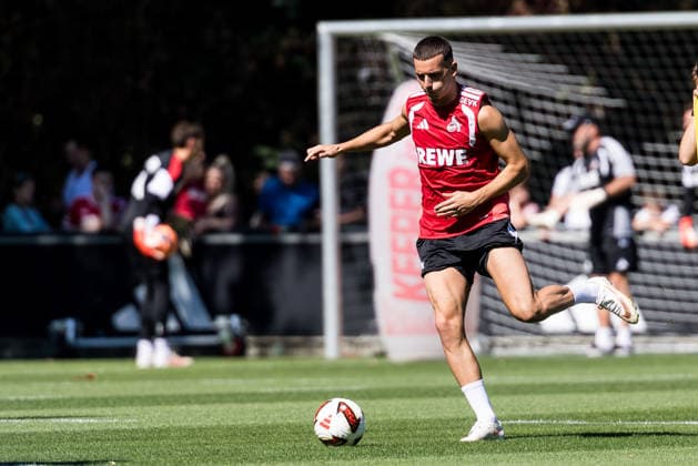 COLOGNE, GERMANY - AUGUST 11: Said El Mala (1. FC Koeln, 13) controls the ball during a training session of season 2026 27 at Geissbockheim on August 11, 2026 in Cologne, Germany. North Rhine Westphalia Germany Copyright: xSteffiexWunderlx