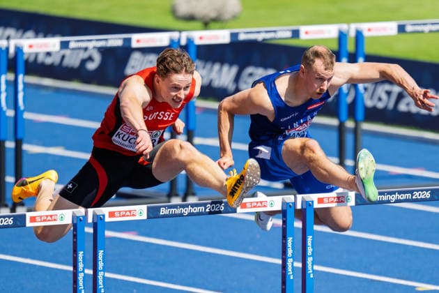 BIRMINGHAM, UNITED KINGDOM - AUGUST 11: Fabio Küchler of Switzerland competes in the Men s 110m Hurdles during the European Athletics Championships at Alexander Stadium on August 11, 2026 in Birmingham, United Kingdom. England United Kingdom Copyright: xBEAUTIFULxSPORTS TobiasxLacknerx