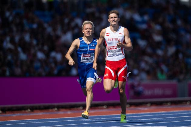 260811 Antti Sainio of Finland and Niklas Strohmayer-Dangl of Austria compete in men s 400 meter hurdles qualification during day 2 of the 2026 European Athletics Championships on August 11, 2026 in Birmingham. Photo: Mathias Bergeld BILDBYRAN kod MB MT1065 friidrott athletics friidrett friidrotts-em em friidretts-em 2026 european athletics championships 2 bbeng hurdles hekk häck *** August 11, 2026: Antti Sainio of Finland and Niklas Strohmayer Dangl of Austria compete in the men’s 400-meter hurdles qualifying round during Day 2 of the 2026 European Athletics Championships on August 11, 2026 in Birmingham. Photo by Mathias Bergeld, BILDBYRAN, code MB MT1065. track and field, athletics, friidrett, friidrotts EM, 2026 European Athletics Championships, 2 BBENG, hurdles, hekk, häck  Copyright: MATHIASxBERGELD BB260811MB069