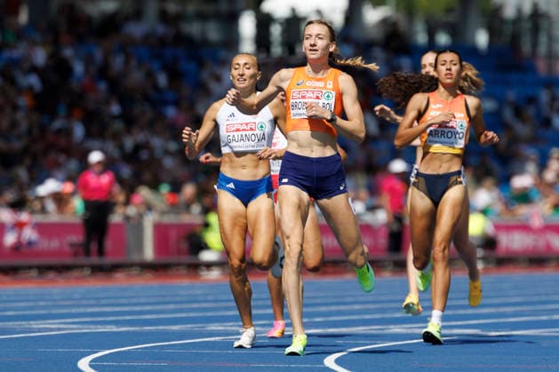 BIRMINGHAM, GREAT BRITAIN - AUGUST 11, 2026 : Gabriela GAJANOVÁ (SVK Slovakia), Femke BROEDERS-BOL (NED Netherlands), Rocio ARROYO (ESP Spain) competing in the 800m (R1) during the European Athletics Championships at Alexander Stadium on August 11, 2026 in Birmingham, Great Britain. Oregon Great Britain Copyright: xAxelxKohringx