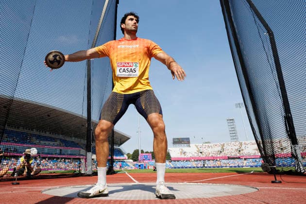 BIRMINGHAM, GREAT BRITAIN - AUGUST 11, 2026 : Diego CASAS (ESP Spain) competing in the discus throw (Q) during the European Athletics Championships at Alexander Stadium on August 11, 2026 in Birmingham, Great Britain. Oregon Great Britain Copyright: xAxelxKohringx