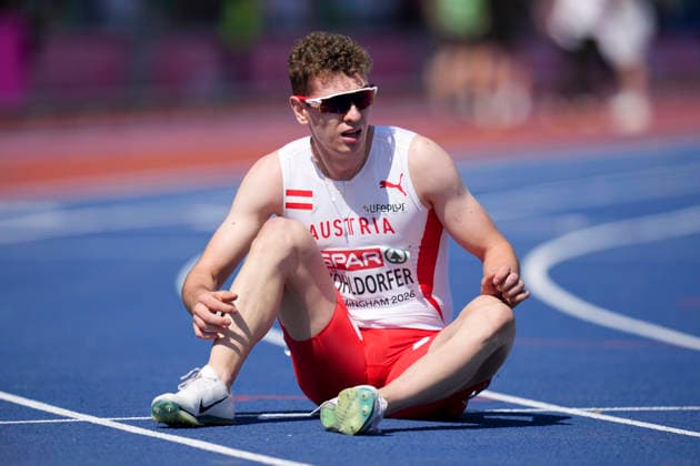 ATHLETICS - European Athletics Championships BIRMINGHAM,ENGLAND,11.AUG.26 - ATHLETICS - European Athletics Championships, 400m hurdles, Men. Image shows Leo Koehldorfer (AUT).  GEPAxpictures xRanjithxKumar
