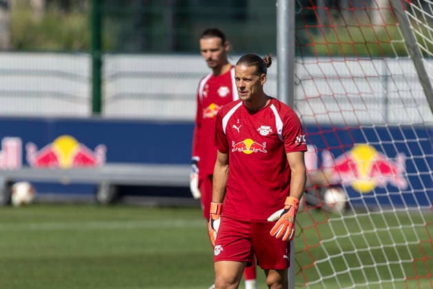 GER, Leipzig, Fussball, oeffentliches Training RB Leipzig im Bild v.l.: Oerjan Nyland (RB Leipzig 01), 11.08.2026, RB Leipzig Training Akademie Cottaweg Leipzig DFL DFB REGULATIONS PROHIBIT ANY USE OF PHOTOGRAPHS AS IMAGE SEQUENCES AND OR QUASI-VIDEO, *** GER, Leipzig, Soccer, RB Leipzig public training session—pictured from left: Oerjan Nyland, RB Leipzig 01, August 11, 2026, RB Leipzig Training Academy, Cottaweg, Leipzig; DFL and DFB regulations prohibit any use of photographs as image sequences and or quasi-video, Copyright: HMBxMedia PaulxFritz