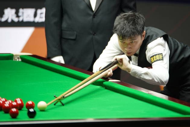 TAIYUAN, CHINA - AUGUST 11: Zhao Xintong of China plays a shot during his Round of 32 match against Zhang Anda of China at the 2026 Snooker China Open on August 11, 2026 in Taiyuan, Shanxi Province of China. The tournament features top snooker players competing in the round of 32 stage.  Copyright: xTaixChengzhex 111659394942