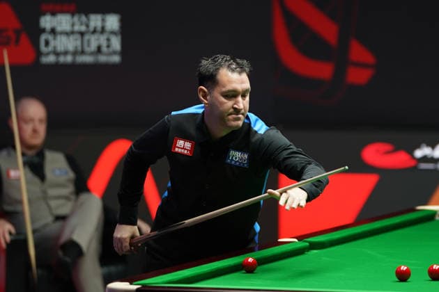TAIYUAN, CHINA - AUGUST 11: Tom Ford of England plays a shot during his Round of 32 match against fellow Englishman Chris Wakelin at the 2026 Snooker China Open on August 11, 2026 in Taiyuan, Shanxi Province of China. The tournament features top snooker players competing for the championship title.  Copyright: xTaixChengzhex 111659395398