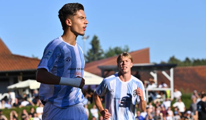 11.08.2026 - Fussball - Saison 2026 2027 - BFV - Toto-Pokal : FC Wendelstein - TSV 1860 München ( Löwen ) - - xwoxzix - Torjubel Jubel Freude nach Treffer Tor Torschuß zum 0:1 durch Loris Husic (22, TSV 1860 München ) - *** August 11, 2026 Soccer Season 2026–2027 BFV Toto Cup FC Wendelstein TSV 1860 Munich Lions xwoxzix Goal celebration Cheering Joy after a goal Goal Shot on goal for the 0–1 lead by Loris Husic 22, TSV 1860 Munich