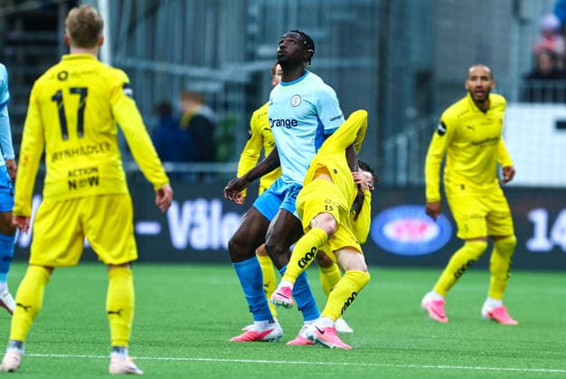 Fotball, Champions League 2025 2026: Bodo Glimt - Union Saint-Gilloise Bodo 20260811. Promise David og Sondre Brunstad Fet under kvalifiseringskampen til Champions League mellom Bodo Glimt og Union Saint-Gilloise pa Aspmyra stadion. Foto: Mats Torbergsen NTB Bodo Norge EDITORIAL USE ONLY. RESTRICTED USE FOR BETTING COMPANIES Ref:_SPO6ZZxZr0gljM.jpg *** Soccer, Champions League 2025–2026 Bodo Glimt Union Saint Gilloise Bodo 20260811 Promise David and Sondre Brunstad Fet during the Champions League qualifying match between Bodo Glimt and Union Saint Gilloise at Aspmyra Stadium Photo: Mats Torbergsen, NTB Bodo, Norway EDITORIAL USE ONLY RESTRICTED USE FOR BETTING COMPANIES  Copyright: xMatsxTorbergsenx xNTBx