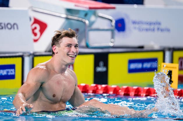 260811 Maxime Grousset of France celebrates after competing in men™s 50 meters butterfly swimming final during day twelve of the 2026 European Aquatics Championships on August 11, 2026 in Saint-Denis. Photo: Joel Marklund BILDBYRAN kod JM JM0839 bbeng simning swimming svomming 2026 european aquatics championships em jubel *** 260811 Maxime Grousset of France celebrates after competing in the men’s 50-meter butterfly swimming final on the twelfth day of the 2026 European Aquatics Championships on August 11, 2026 in Saint-Denis. Photo by Joel Marklund. BILDBYRAN code JM JM0839 bbeng swimming 2026 European Aquatics Championships EM celebration  Copyright: JOELxMARKLUND BB260811JM160