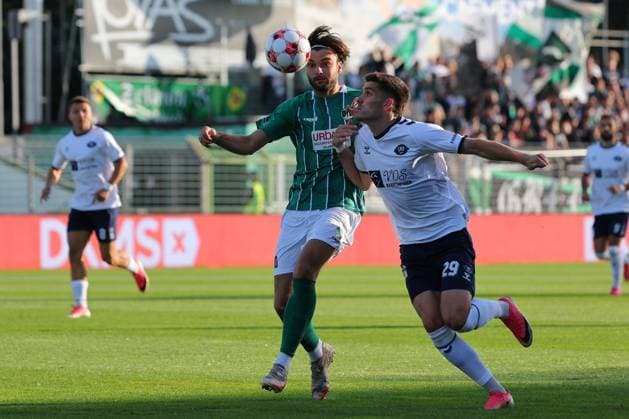 11.08.26, GER, Regionalliga Nord, Fussball, 1. Spieltag, Saison 2026 2027, Dietmar-Scholze-Stadion an der Lohmuehle, VfB Lübeck vs VfB Oldenburg Maximilian Schütt Maximilian Schuett (VfB Luebeck 23) im Zweikampf gegen Mats Facklam (VfB Oldenburg 29) Foto nordphoto GmbH Tauchnitz Luebeck Dietmar-Scholze-Stadion an der Lohmuehle SH Germany *** August 26, 2026, Germany, Regionalliga Nord, Soccer, Matchday 1, 2026–2027 Season, Dietmar Scholze Stadium an der Lohmuehle, VfB Lübeck vs. VfB Oldenburg Maximilian Schütt (VfB Lübeck, No. 23) in a tackle against Mats Facklam (VfB Oldenburg, No. 29) Photo: nordphoto GmbH Tauchnitz, Lübeck, Dietmar Scholze Stadium an der Lohmühle, SH, Germany Copyright: xnordphotoxGmbHx xTauchnitzx