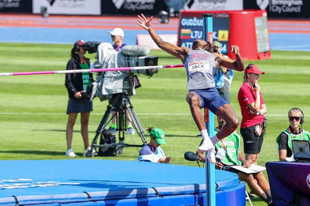 27th European Athletics Championships - Birmingham 2026: Day Two GB s Jack Kimani competes in the men s high jump event during Day Two of the 2026 European Athletics Championships at the Alexander Stadium in Perry Bar, Birmingham, England. Perry Bar Birmingham United Kingdom  Copyright: xMIxNewsx originalFilename:fletcher-european260811_npSIS.jpg