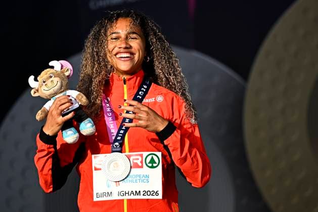 European Athletics Championships Birmingham 2026 - day 2 BIRMINGHAM, ENGLAND - AUGUST 11 : Nkansa Delphine (BEL) during the medal ceremony of the 100m on day 2 of the Birmingham 2026 European Athletics Championships on August 11, 2026 in Birmingham, England, 11 08 2026 Birmingham ENGLAND  Copyright: xTomasxSiskx