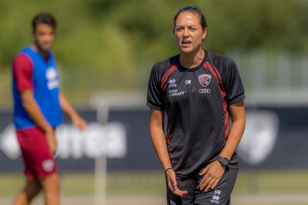 Ingolstadt, Deutschland 11. August 2026: 3. Liga - 2026 2027 - FC Ingolstadt 04 - Training Im Bild: Trainerin Sabrina Wittmann (FCI) Trainingsgelände Audi Sportpark Bayern *** Ingolstadt, Germany, August 11, 2026; 3rd Division 2026–2027; FC Ingolstadt 04; Training; Pictured: Coach Sabrina Wittmann; FCI Training Facility; Audi Sportpark Bayern Copyright: xFotostandx xSchäferx