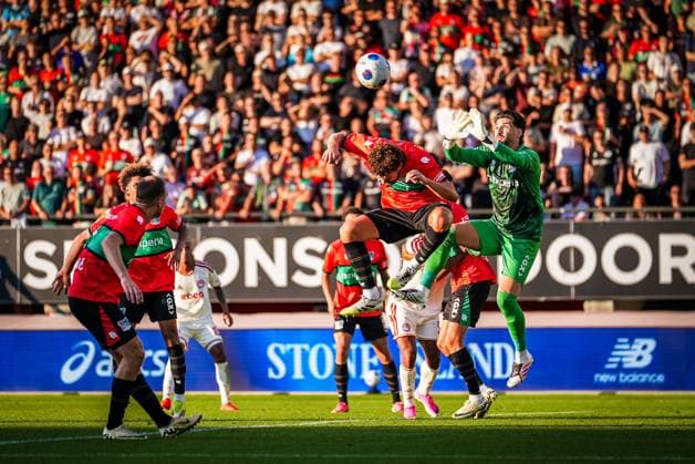NIJMEGEN , 08-07-2026 , Stadium De Goffert , season 2026 2027 , Third qualifying round UEFA Champions League 2nd leg football , match between NEC Nijmegen and Olympiacos , picture shows NEC Nijmegen goalkeeper Gonzalo Crettaz NEC - Olympiacos  x205633730x Copyright: